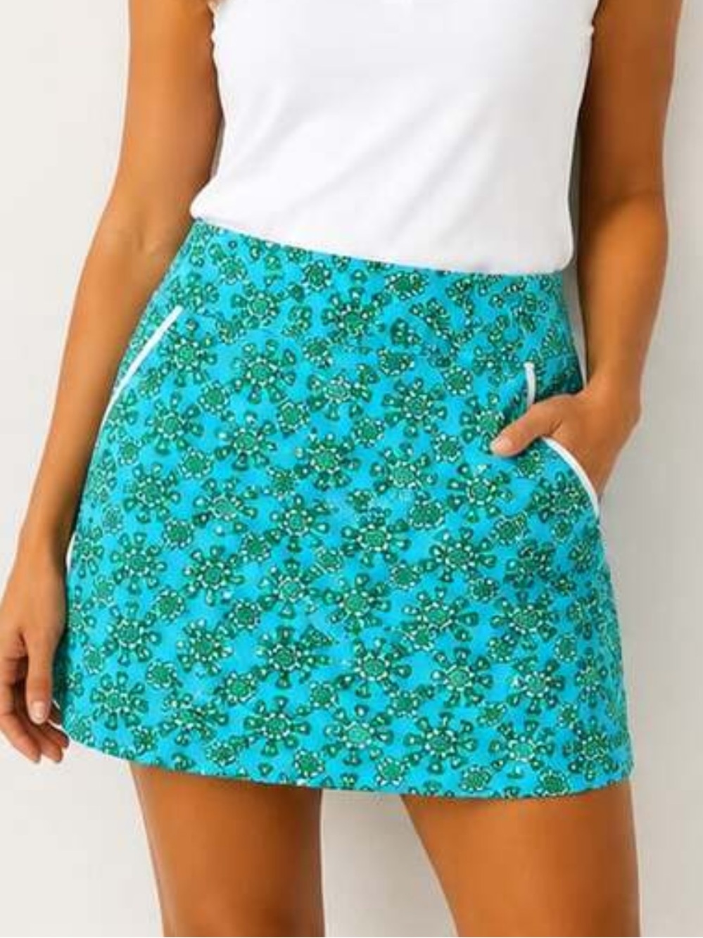 Sigrid Olsen Golf & Tennis Skort Women's Sz S Blue Green Floral Athletic Skirt